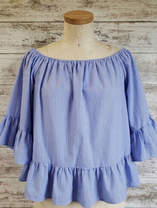 sytle envy Tops - Style Envy Striped Off The Shoulder Ruffle Blouse Tiered Flounce Top Vacation